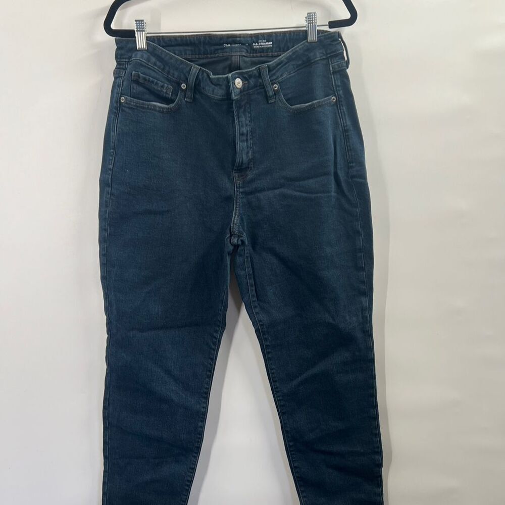 Old Navy High Rise Straight Jeans Women's Size 14 Blue Secret-Slim Pockets Denim
